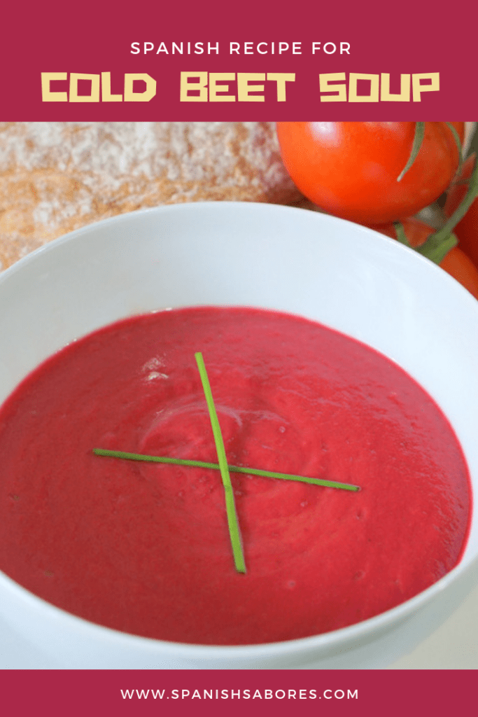 A delicious beet salmorejo recipe. A Spanish cold beet soup.