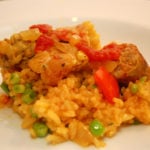 A recipe for Spanish chicken and rice with Chorizo.