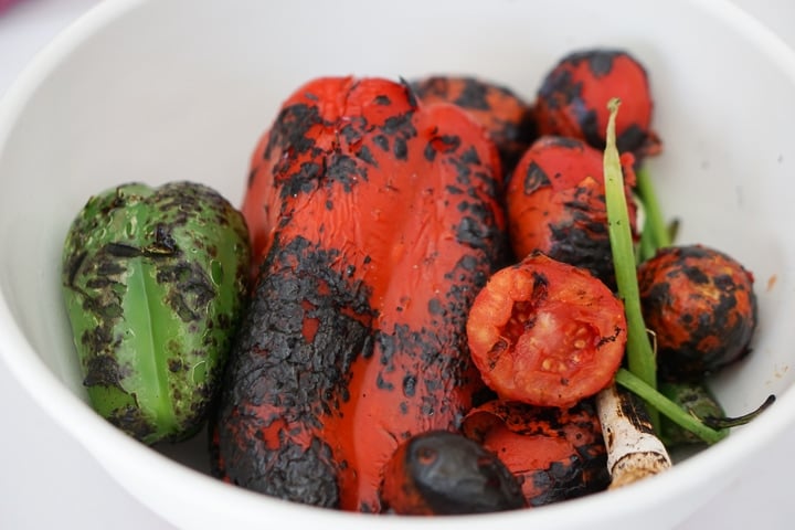 Charred vegetables for Roasted vegetable gazpacho