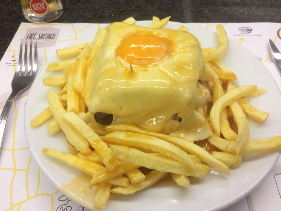 This is the famous Francesinha at Café Santiago in Porto, Portugal.