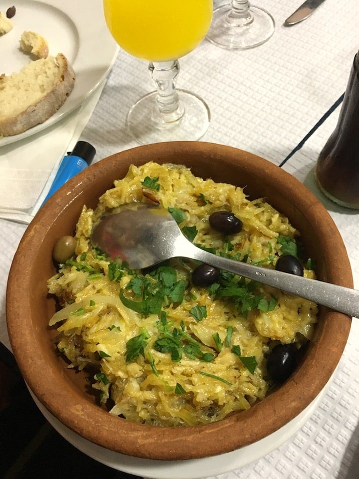 Bacalhau à Brás at a traditional restaurant in Lisbon.