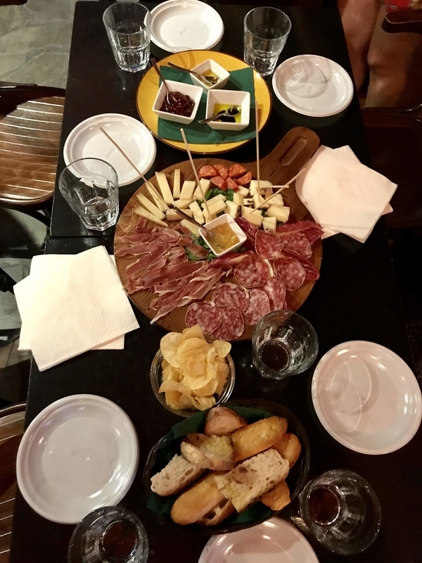 The best evening food tour in Rome starts out with amazing Italian meats and cheeses!