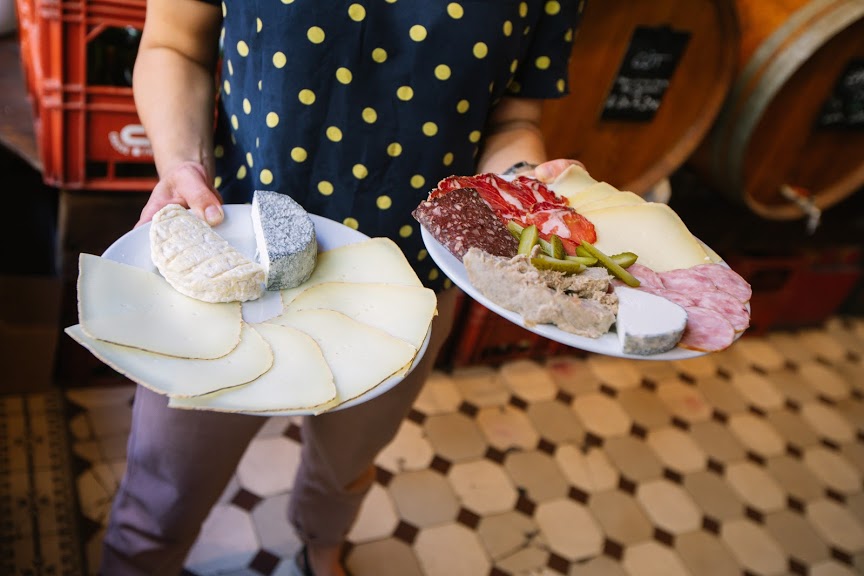 cheese and meats at a bistro in Paris