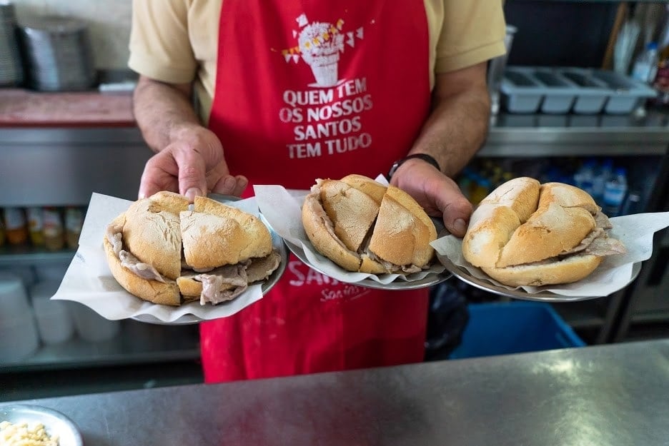bifana sandwiches being served in Lisbon.