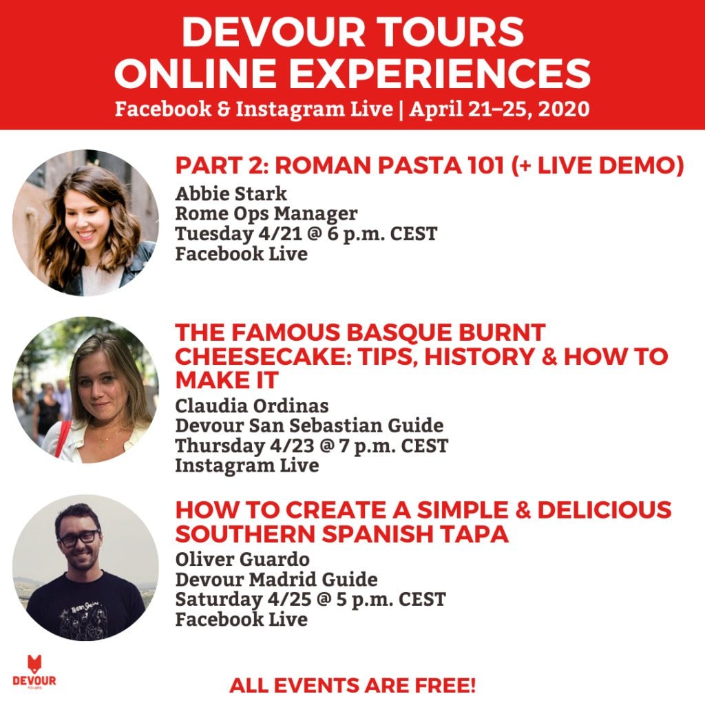 Devour Tours online experiences