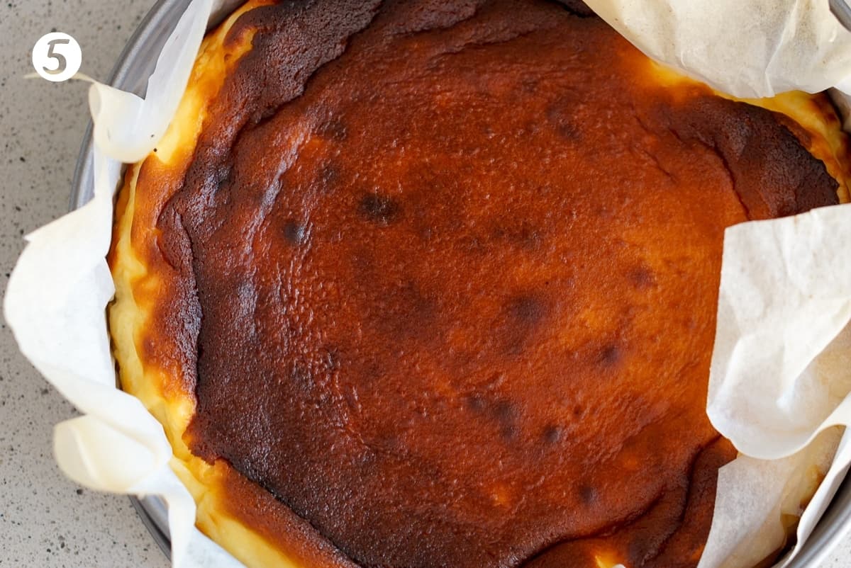 Burnt Basque cheesecake in parchment paper 