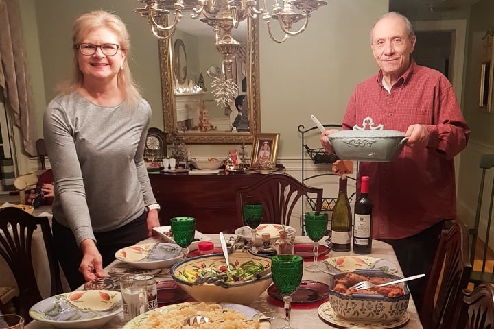 Mom and dad on Christmas Eve dinner