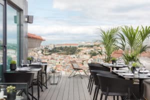 View of Lisbon from the rooftop of The Lumiares hotel