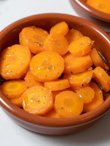 bowl of marinated carrots.