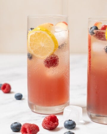two glasses of non-alcoholic sangria.