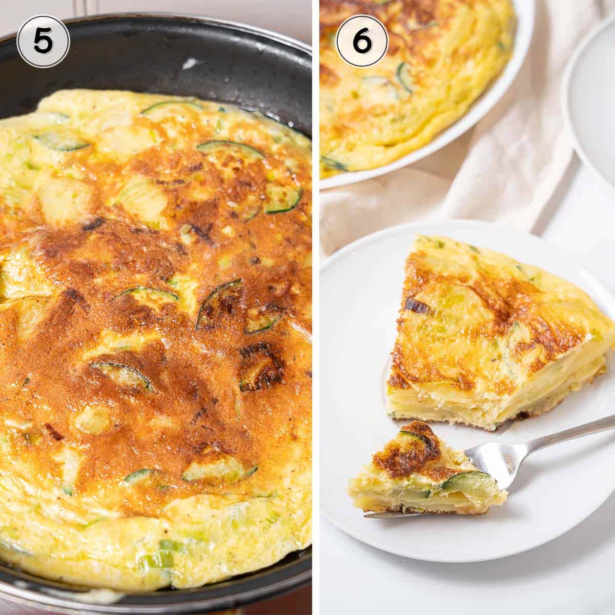 cooking the Spanish tortilla and serving in slices.
