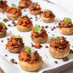 pan of chorizo stuffed mushrooms.