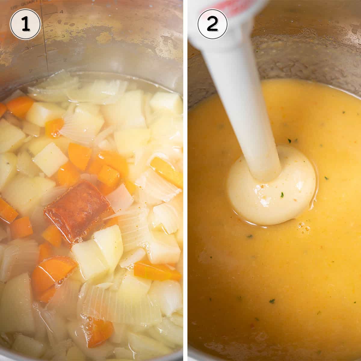 simmering vegetables and puréeing it.