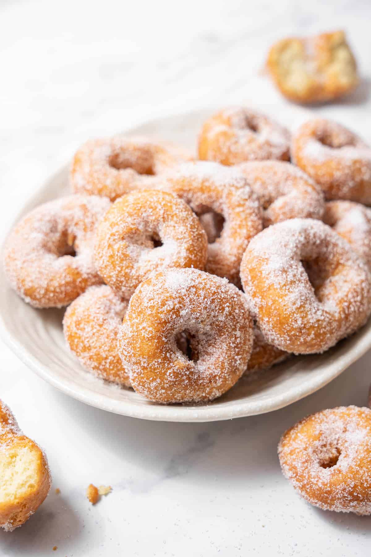 platter of fried donuts.