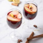 two glasses of warm spiced sangria.